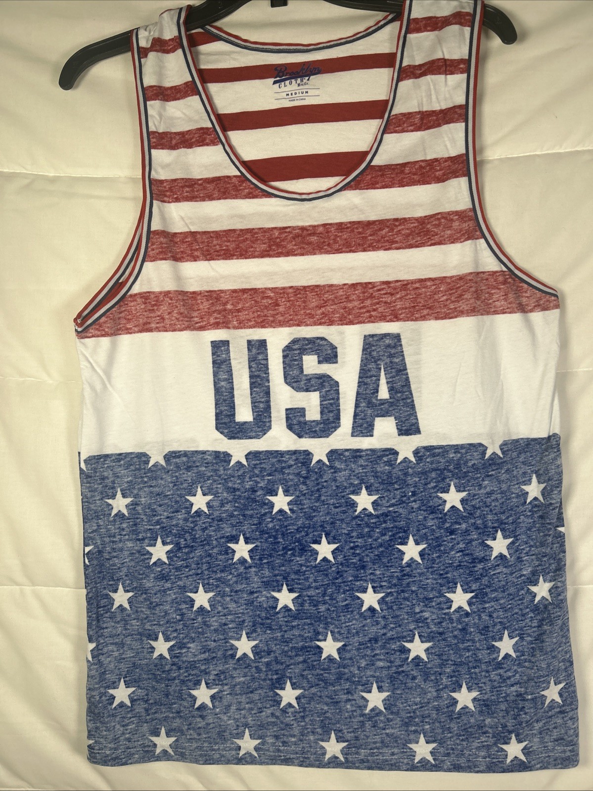 Brooklyn Cloth Red White And Blue Mens Tank Top Patriotic USA Flag Size Medium gallery