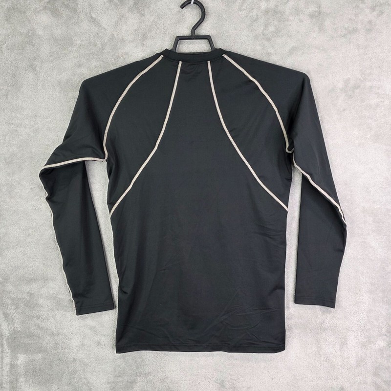 Mens Black Baleaf Compression Shirt Long Sleeve Contrast Stitching Crew Neck XL gallery