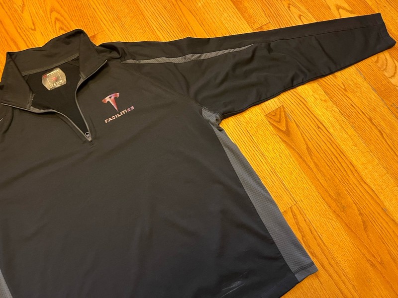 Tesla Facilities Logo 1/4 Zip Pullover Long Sleeve Shirt XL Black Electric Car gallery