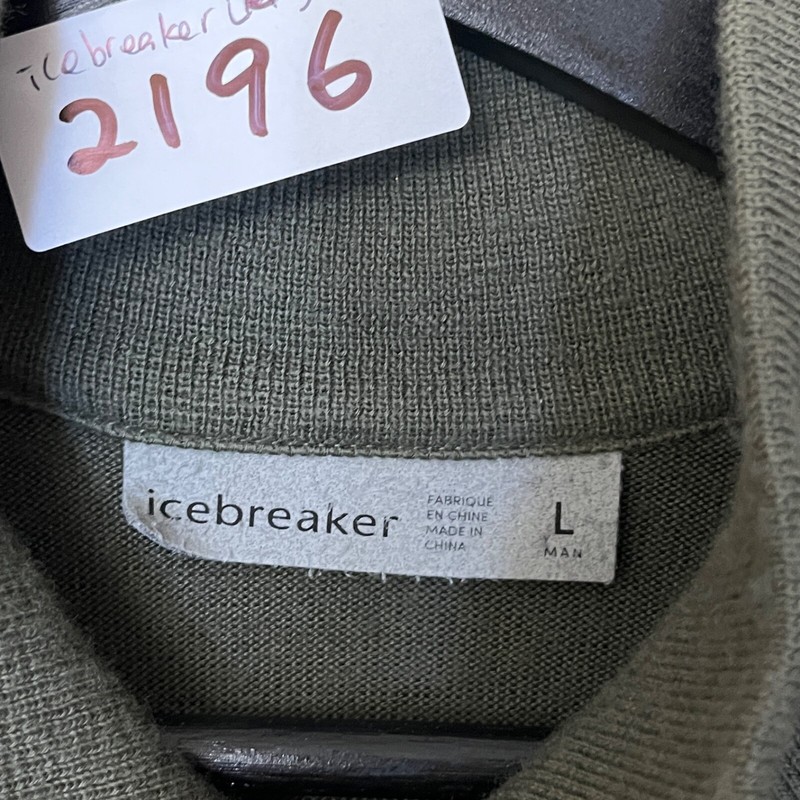 Icebreaker 100% Wool Original Half Zip Long Sleeve Shirt - Men's Size L - Green gallery