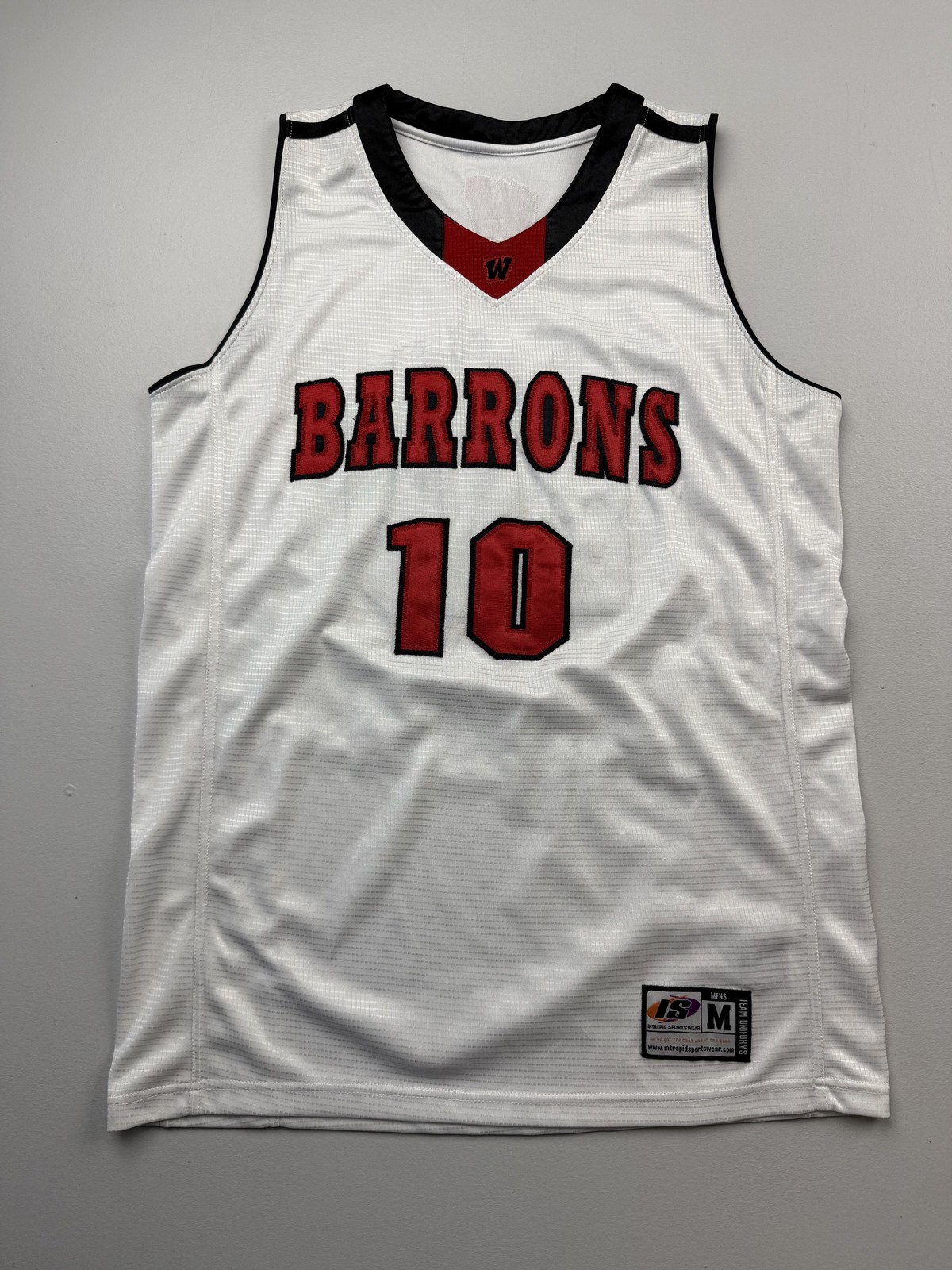 Intrepid Sportswear Basketball Jersey Mens Medium White Barrons 10 Tank Top gallery