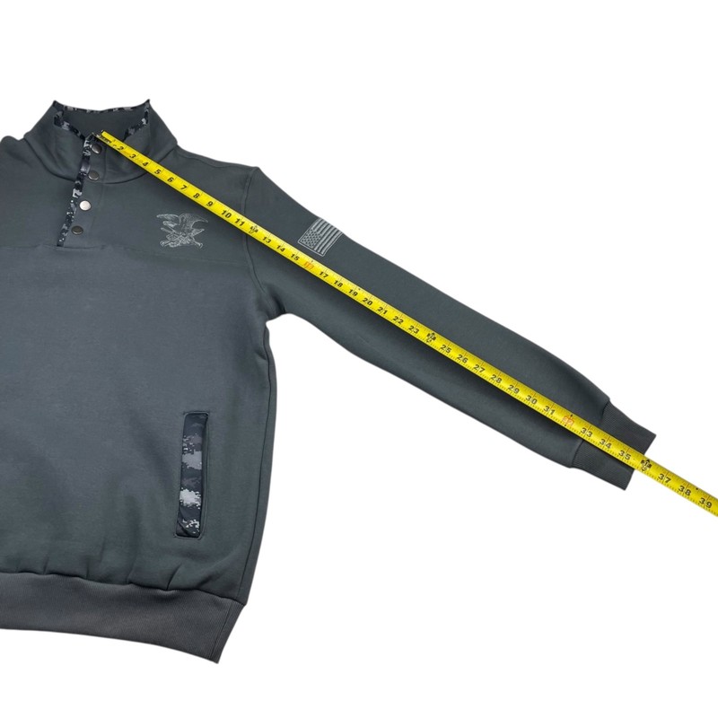 NRA Men's 1/4 Snap Button Mock Neck Pullover Gray/Camouflage Trim • Large gallery