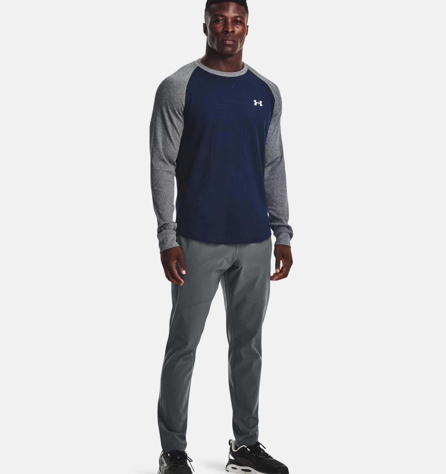Under Armour UA Men's Waffle Crew Long Sleeve Shirt - Blue & Gray - Sz M - NWT gallery