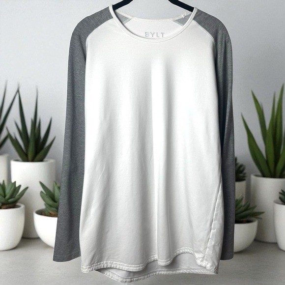 Bylt Basics Drop Cut Lux Long Sleeve Baseball Grey White Athletic Comfort L gallery