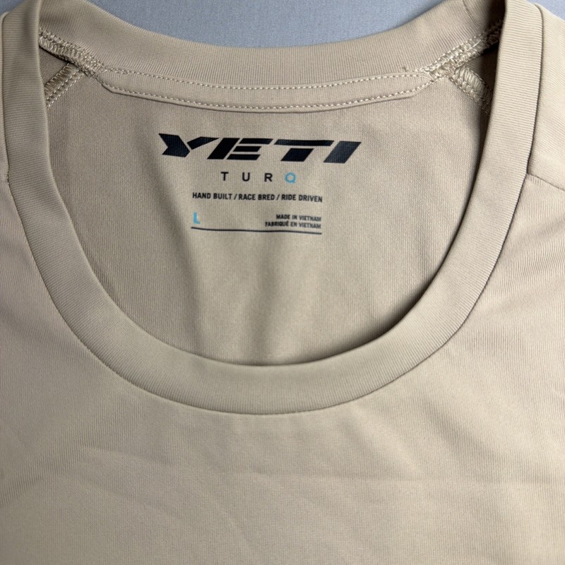 Yeti Cycles TURQ Mens Large MTB Jersey Tan Short Sleeve Performance Trail Shirt gallery