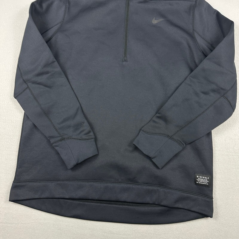 Nike Golf Sweater Men Large Black Solid 1/4 Zip Pullover Cover Up Dri Fit L gallery
