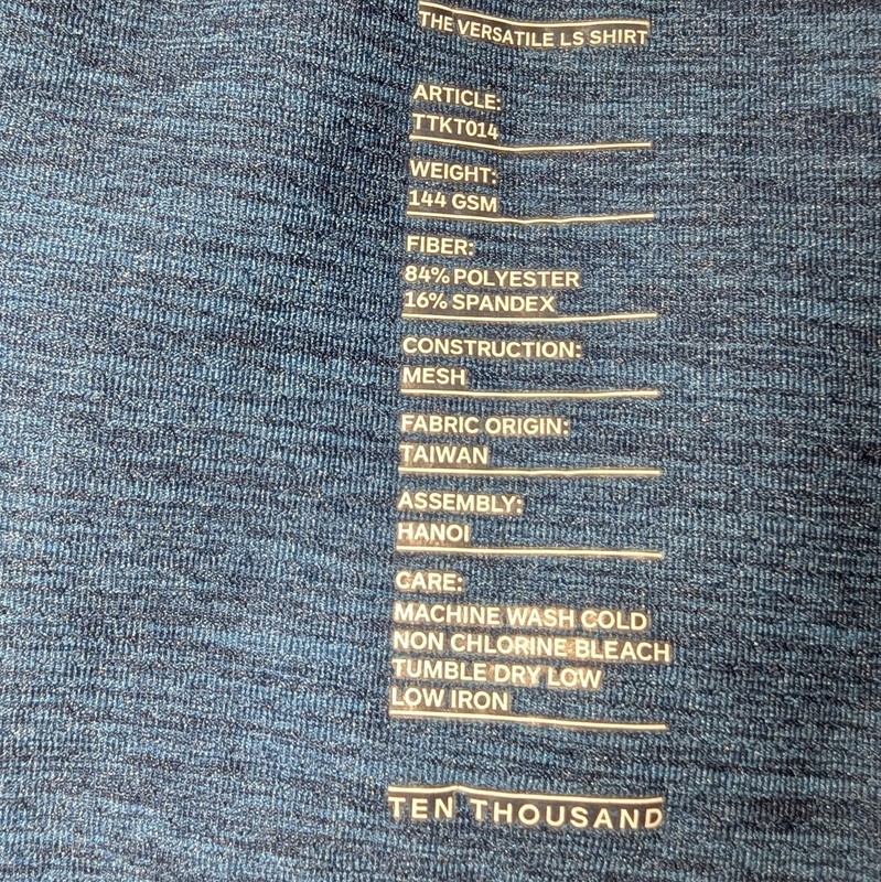 Ten Thousand Shirt Mens The Versatile Long Sleeve Activewear Size XL Blue gallery