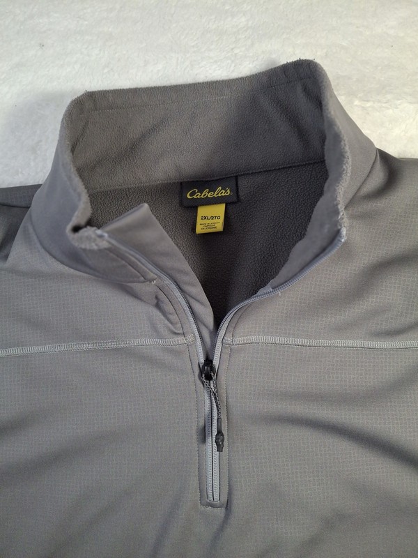 Cabela's Men's 2XL Gray Grid Fleece Lined Quarter Zip Pullover Activewear Top gallery