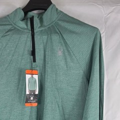 Spyder Active Mens XXL Green Grid Quarter Zip Pullover Long Sleeve NWT