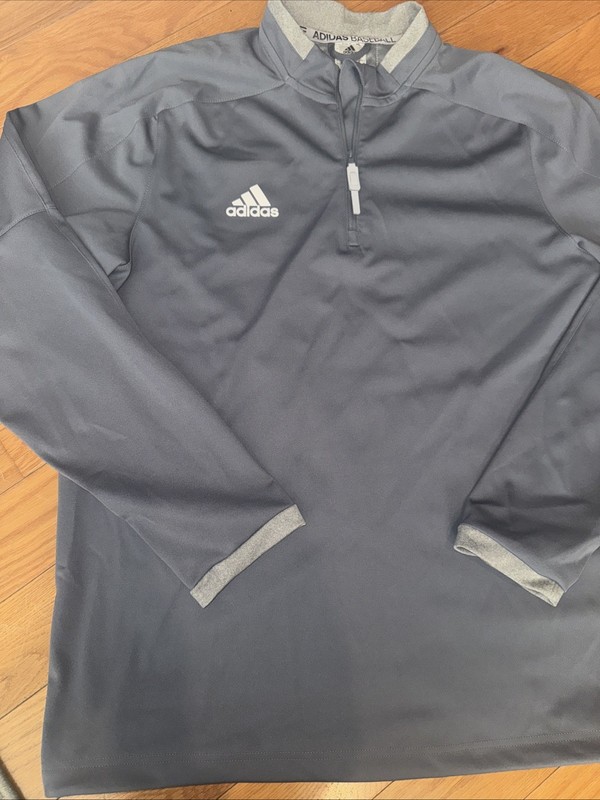 Men’s Medium Adidas Baseball 3/4 Long Sleeve Active wear- Windbreaker Pull Over gallery