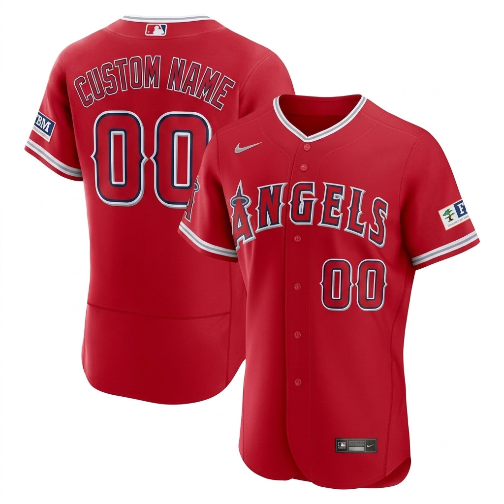 Custom Nike MLB Los Angeles Angels Alternate Elite A.C. Full Stitched Red Jersey gallery