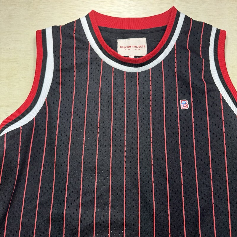 NWT Bascom Projects Ninety Three Jersey Size Medium Black With Red Stripes gallery