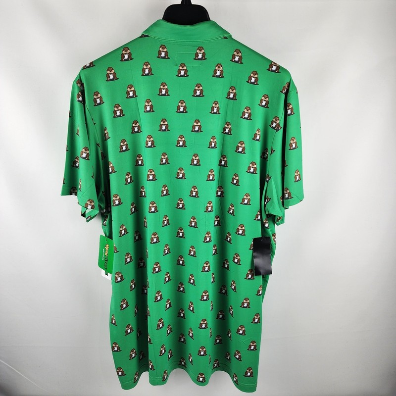 Tipsy Elves Shirt Men 3XL Multicolor Green Groundhog Golpher S/S Golf Polo NWT gallery