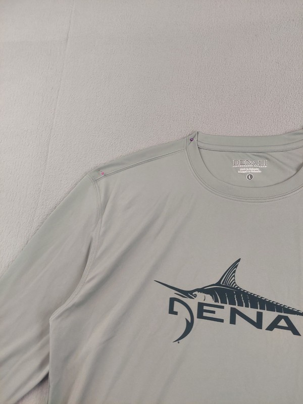 Denali Men Athletic T Shirts L Gray Crew Neck Long Sleeve Pullover Logo Active gallery