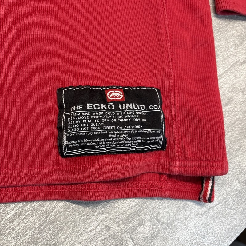 Vintage Ecko Unltd Football Knit Sweater Jersey Y2K Rare XL Red Raglan Heavy gallery