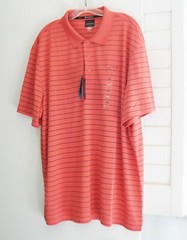 Greg Norman Tasso Elba Mens 5 Iron Stripe Polo Shirt Georgia Peach Sz L – NWT