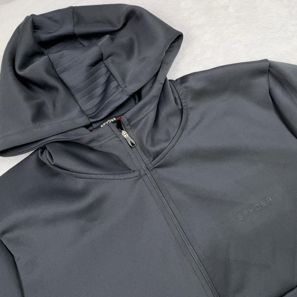 Spyder Active Full Zip Hooded Pullover Mens XL Gray Stretch Moisture Wicking