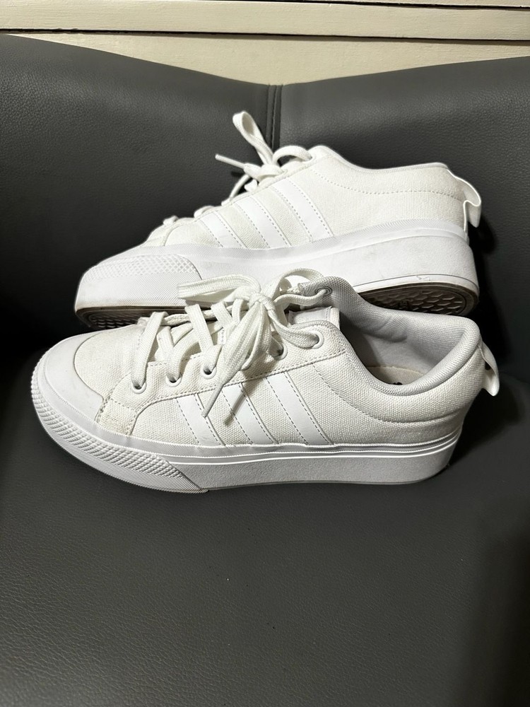Adidas Nizza Chunky Platform White Canvas Sneakers Size 8.5