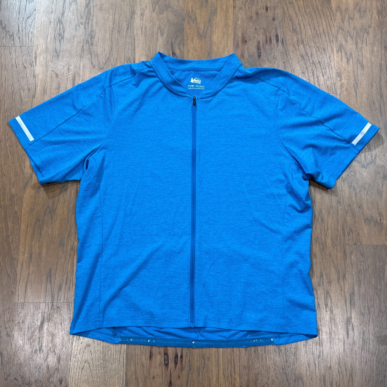REI Shirt Mens XL Blue Performance Junction Full Zip Cycling Jersey Pocket Train gallery