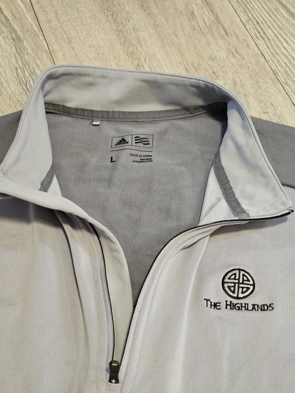Adidas 1/4 Zip Pullover Gray Men's Large "The Highlands" Golf Performance Jacket gallery