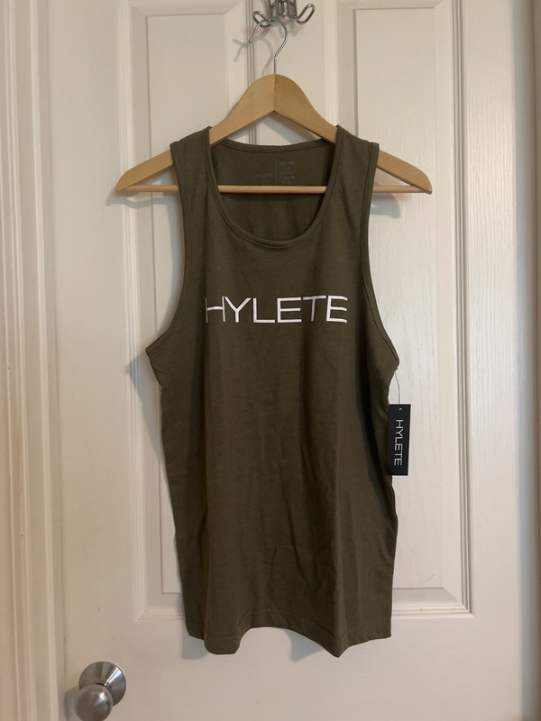 Hylete Men's Olive Green Tank Top White Logo Size S NWT Lightweight gallery