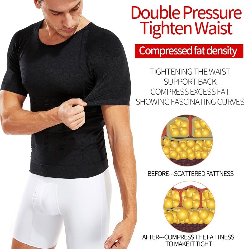 Men's Slimming Body Shaper Shirt Posture Corrector Vest Abdomen Compression Tops gallery