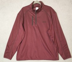 Callaway Sweater Men XL Burgundy Two Tone Fleece lined Quarter Zip Pockets Golf