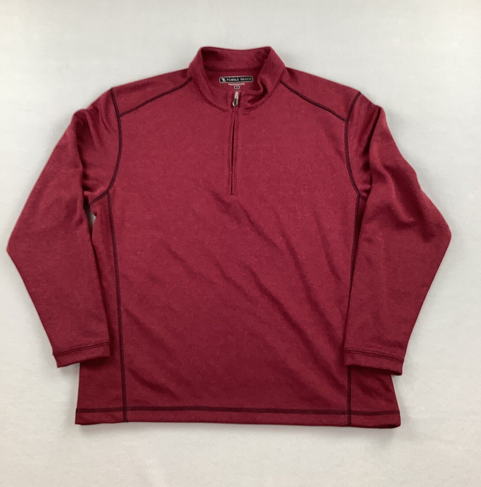 Pebble Beach Men’s Medium Performance 1/4 Zip Pullover Long Sleeve Burgundy Golf gallery