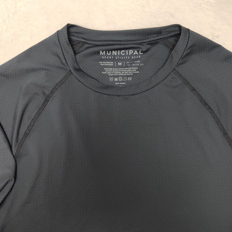 Municipal Shirt Mens M Gray Long Sleeve Running Raglan Athletic Performance Gym gallery