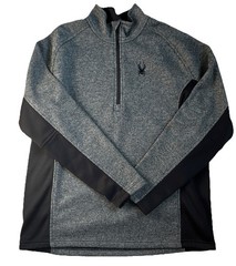 Spyder Men’s XXL Gray Black 1/4 Zip Pullover Mock Neck Long Sleeve Ski Hiking