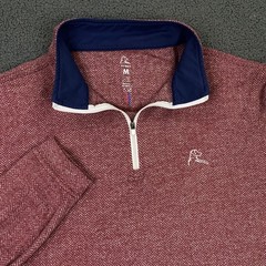 Rhoback Performance Q Zip Pullover size Medium Red Logo Herringbone Sweater Golf