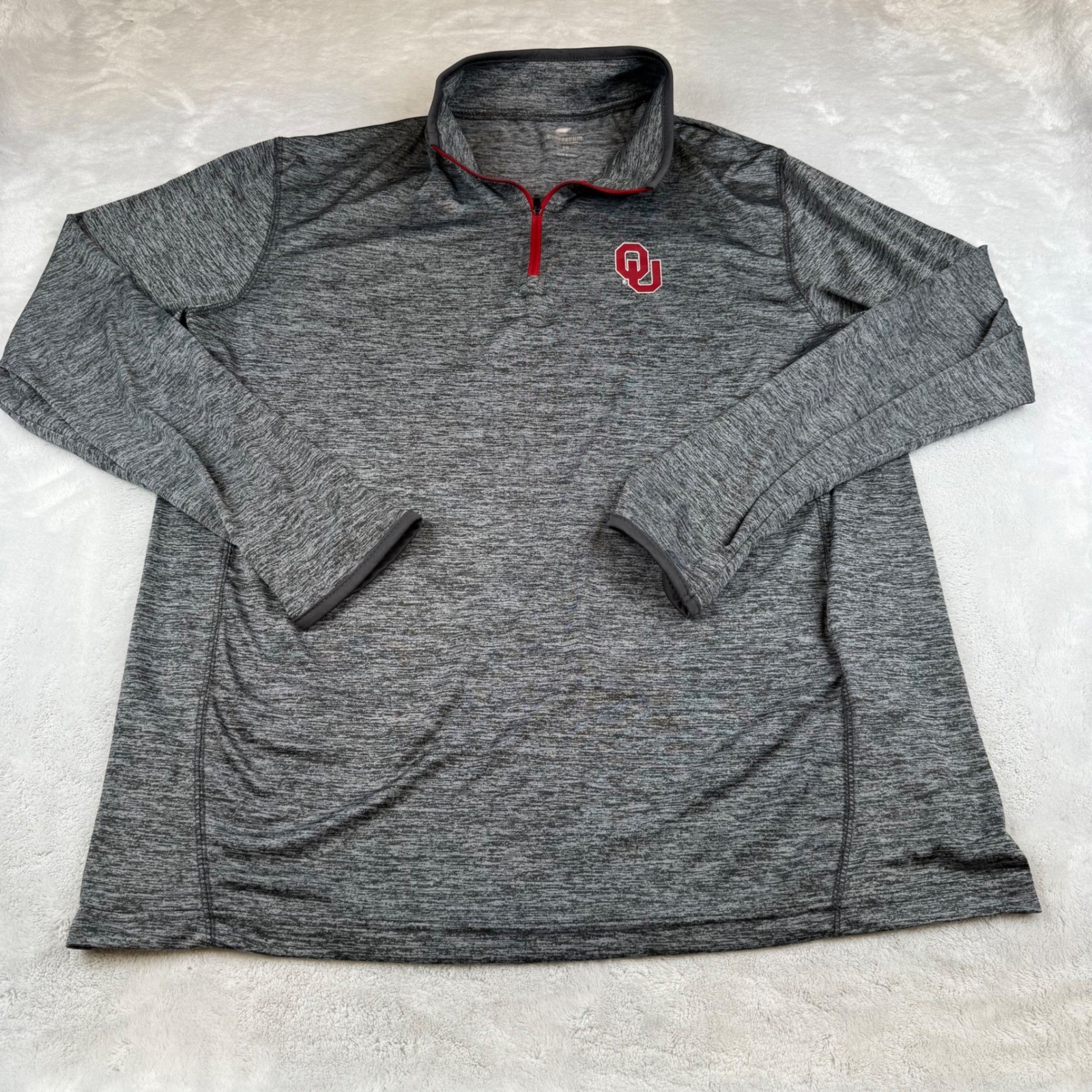 Oklahoma Sooners Colosseum Pullover Gray Red Quarter Zip Men's Size L gallery