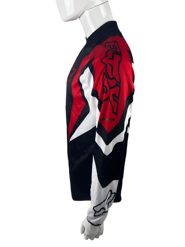 Fox Racing Mens Small Jersey Black Red White Polyester Geometric Long Sleeve gallery