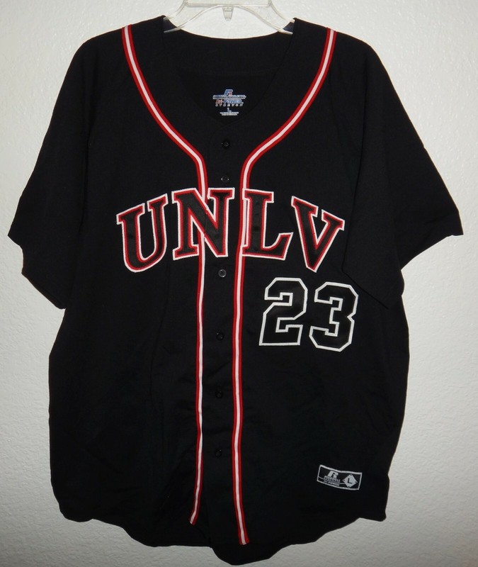 EUC MENS L LG RUSSELL TEAM ISSUED UNLV RUNNIN REBELS BASEBALL GAME JERSEY #23 gallery