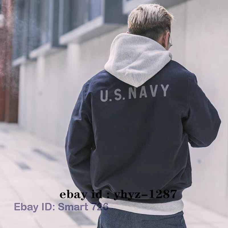 Navy Deck Hook Jacket Vintage Winter Usn Overalls Jacket Dark Blue Fashion New gallery