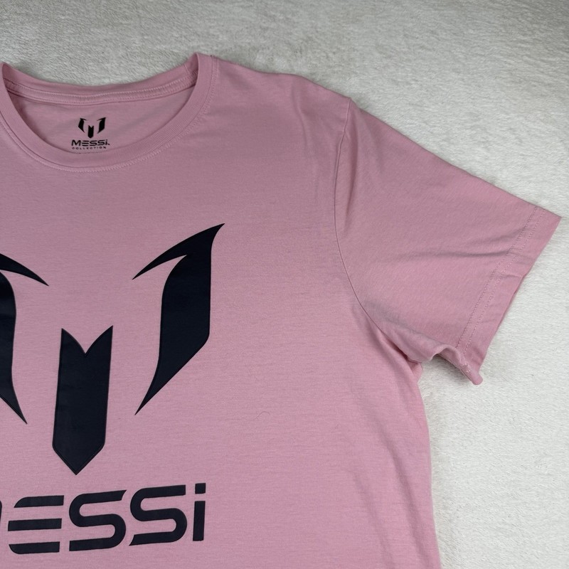 MESSI Collection Logo Graphic Short Sleeve Tee Candy Pink Size L Soccer NWOT gallery