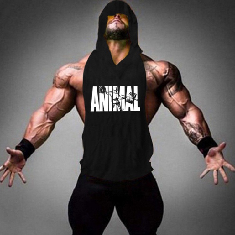 Men Gym Tank Top Hoodies Sleeveless Muscle Vest Bodybuilding Streetwear Workout gallery