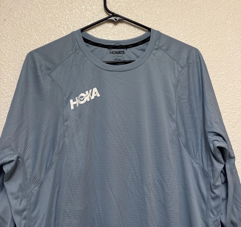 Hoka One One Men’s Glide 3/4 Sleeve Blue Lightweight Running Shirt Sz M gallery