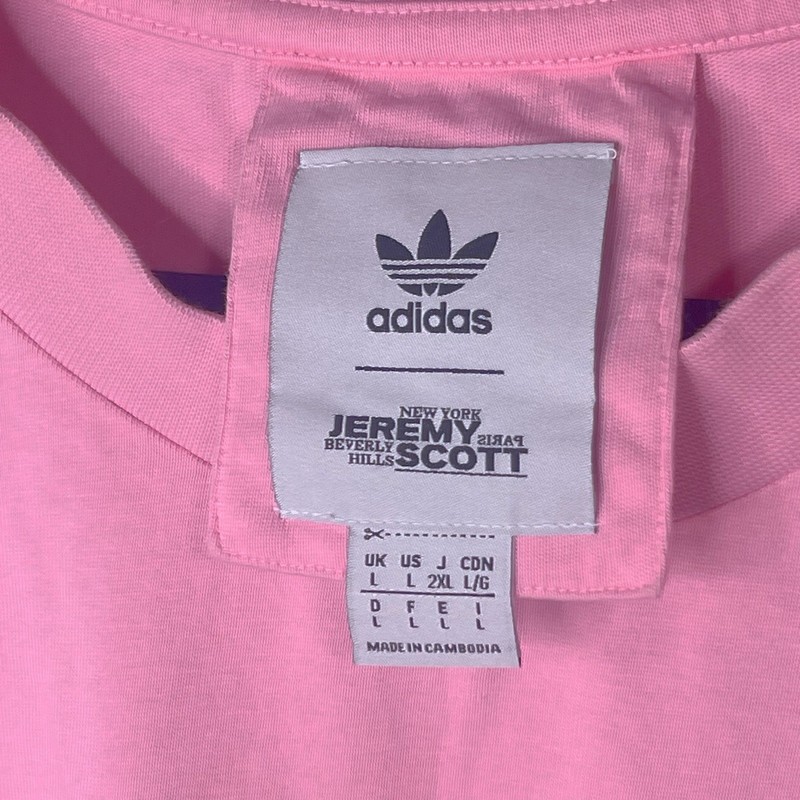 RARE Adidas Jeremy Scott Pink Graffiti T-Shirt Bubble Letters L SOLD OUT gallery