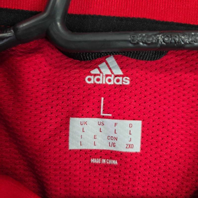 Mens Adidas Red Athletic Vented Windbreaker Shirt 1/2 Zip Short Sleeve Size L gallery