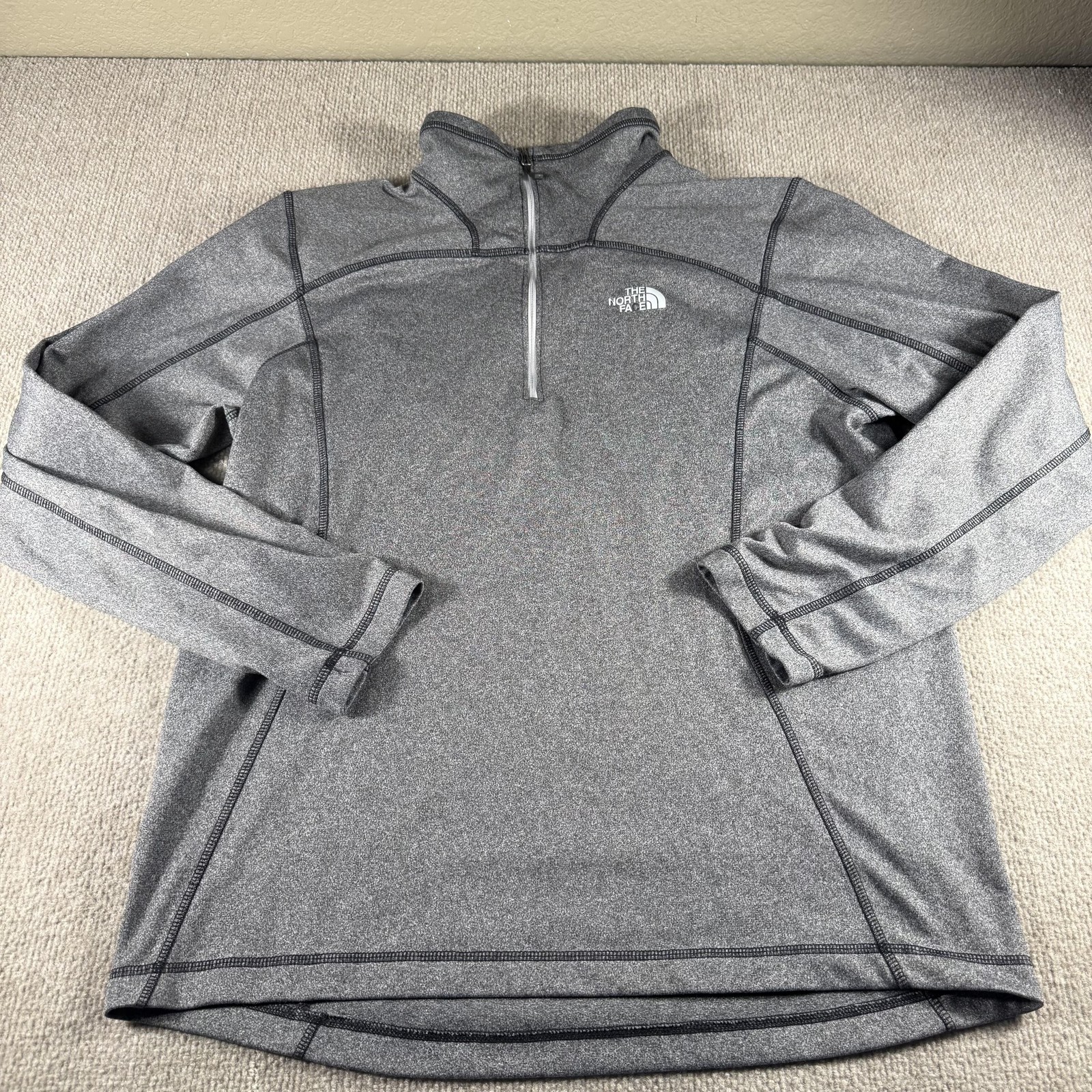 The North Face Pullover Mens Medium Gray Quarter Zip Long Sleeve Performance gallery