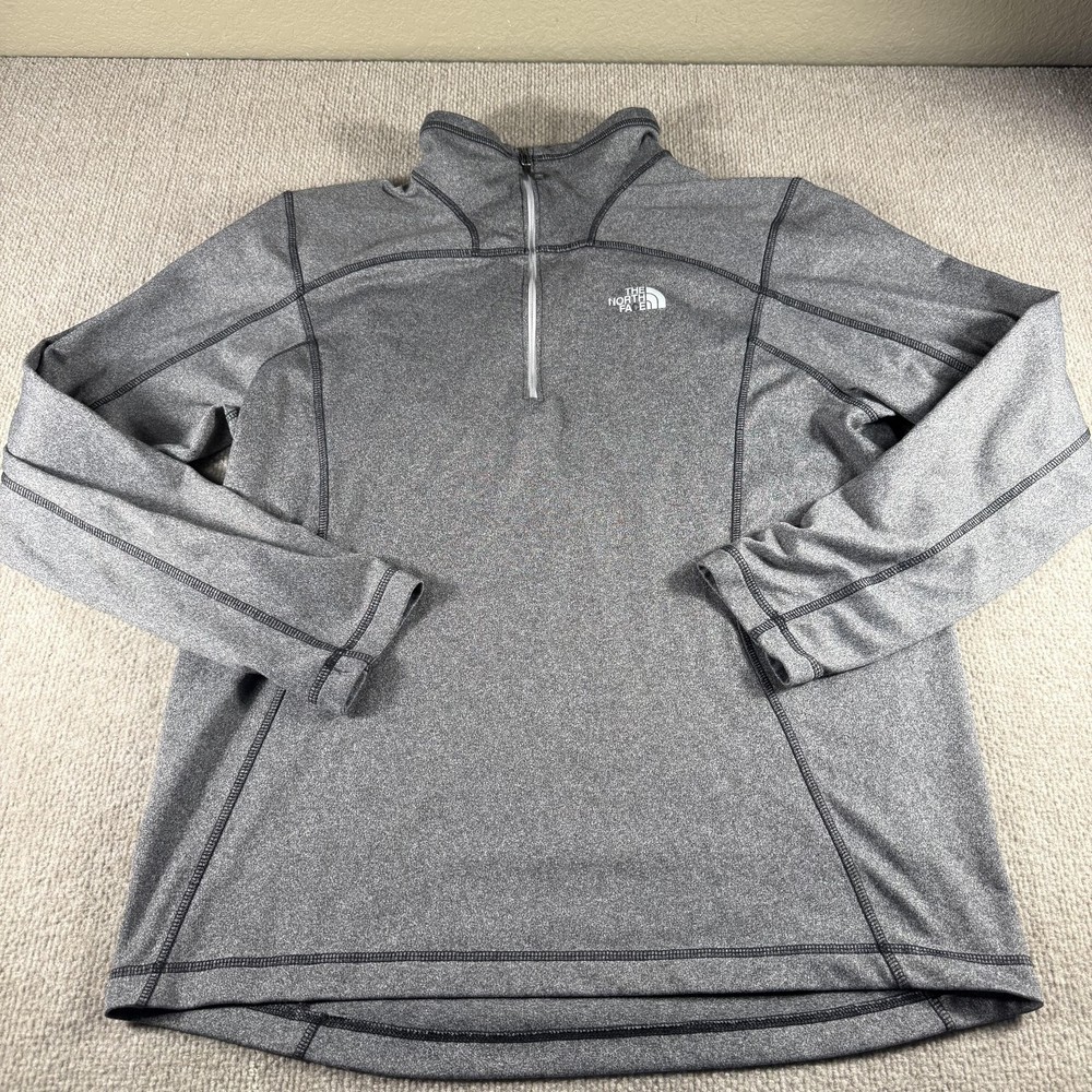 The North Face Pullover Mens Medium Gray Quarter Zip Long Sleeve Performance