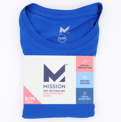 Mission UPF 50 Cooling Performance Shirt Long Sleeve Sz S / M Unisex Lapis Blue