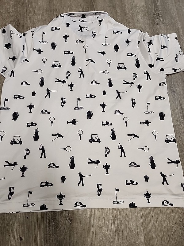 Deolax All Over Golf Graphics White Lightweight Polo Shirt Mens 2XL gallery