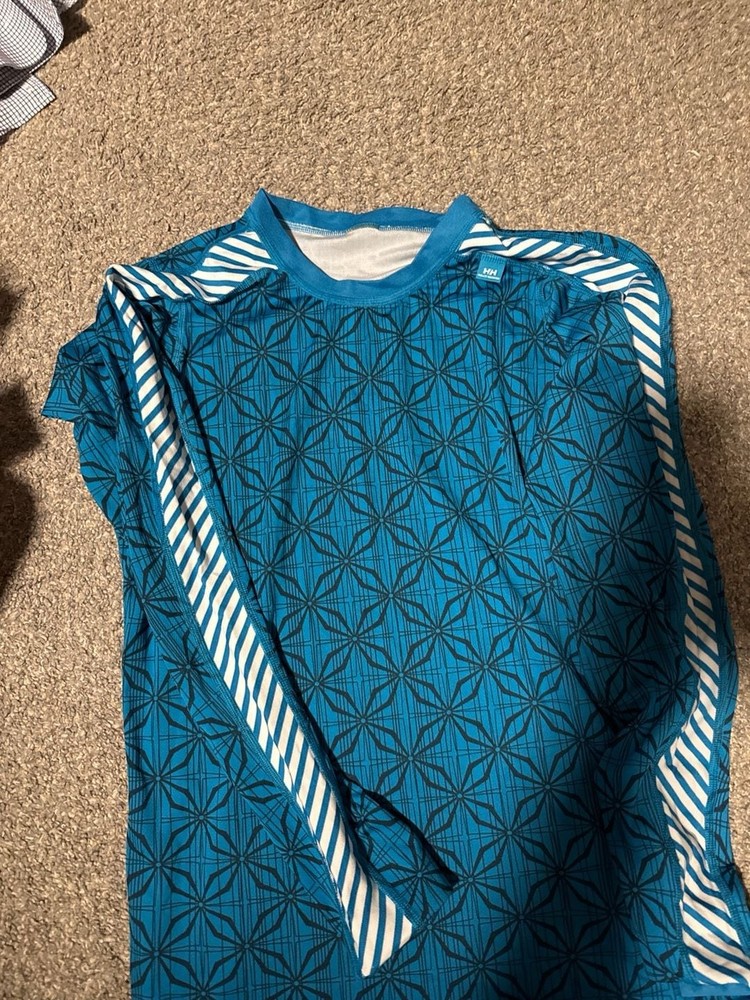 Helly Hansen Men's Blue Geometric LIFA Base Layer Long Sleeve Top