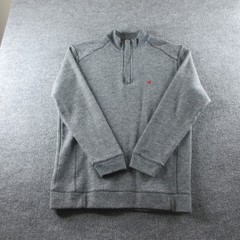 Southern Marsh Pullover Mens M Gray Herringbone 1/4 Zip Sweatshirt Preppy Casual