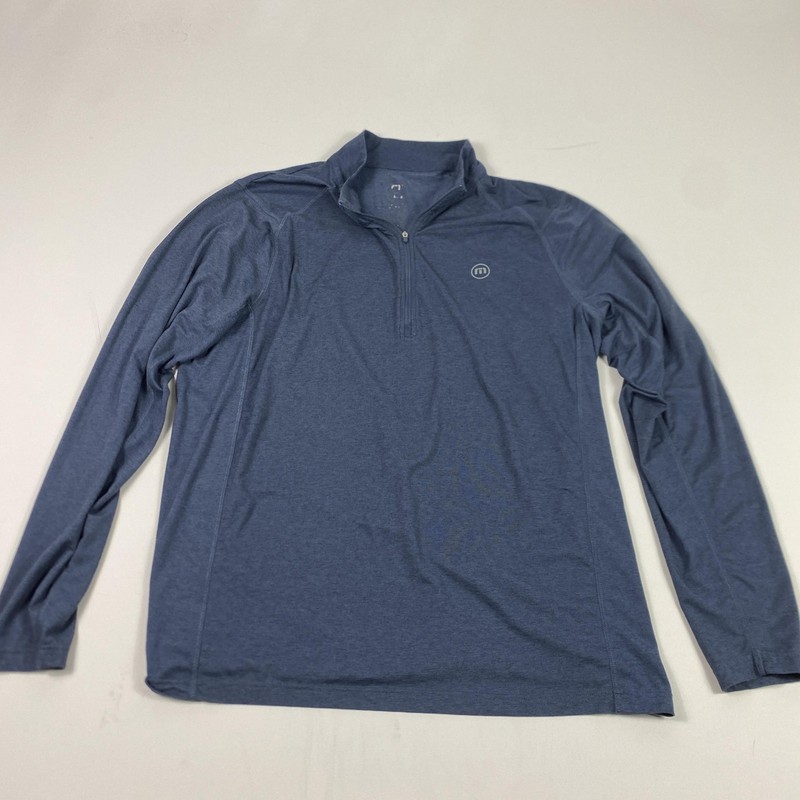 TravisMathew Pullover Mens Large Blue Heather Quarter Zip Golf Stretch Athletic gallery