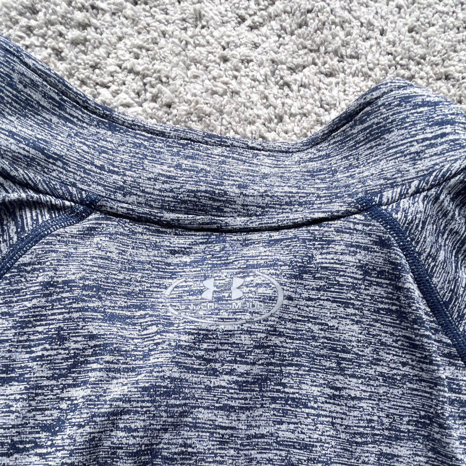 Under Armour HeatGear Men's L Blue/Gray Heather 1/4 Zip Mock Neck Pullover gallery