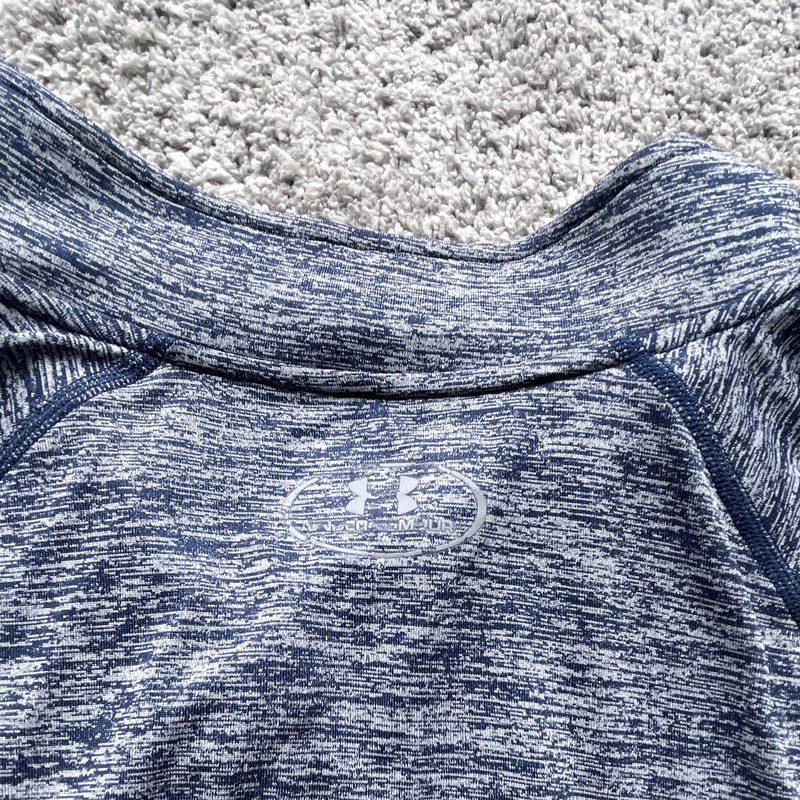 Under Armour HeatGear Men's L Blue/Gray Heather 1/4 Zip Mock Neck Pullover gallery