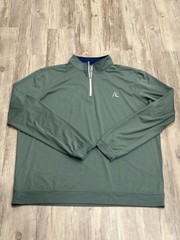 Rhoback Mens 1/4 Zip Performance Golf Stretch Heather Green Size XL
